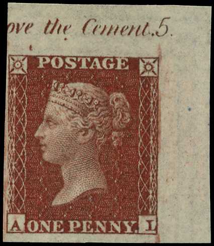 1855 1d red-brown Pl.5. The unique unused...