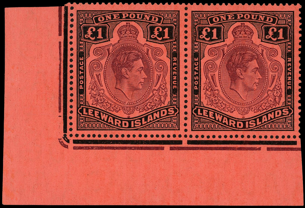 Leeward Islands SG 114ba pair mint