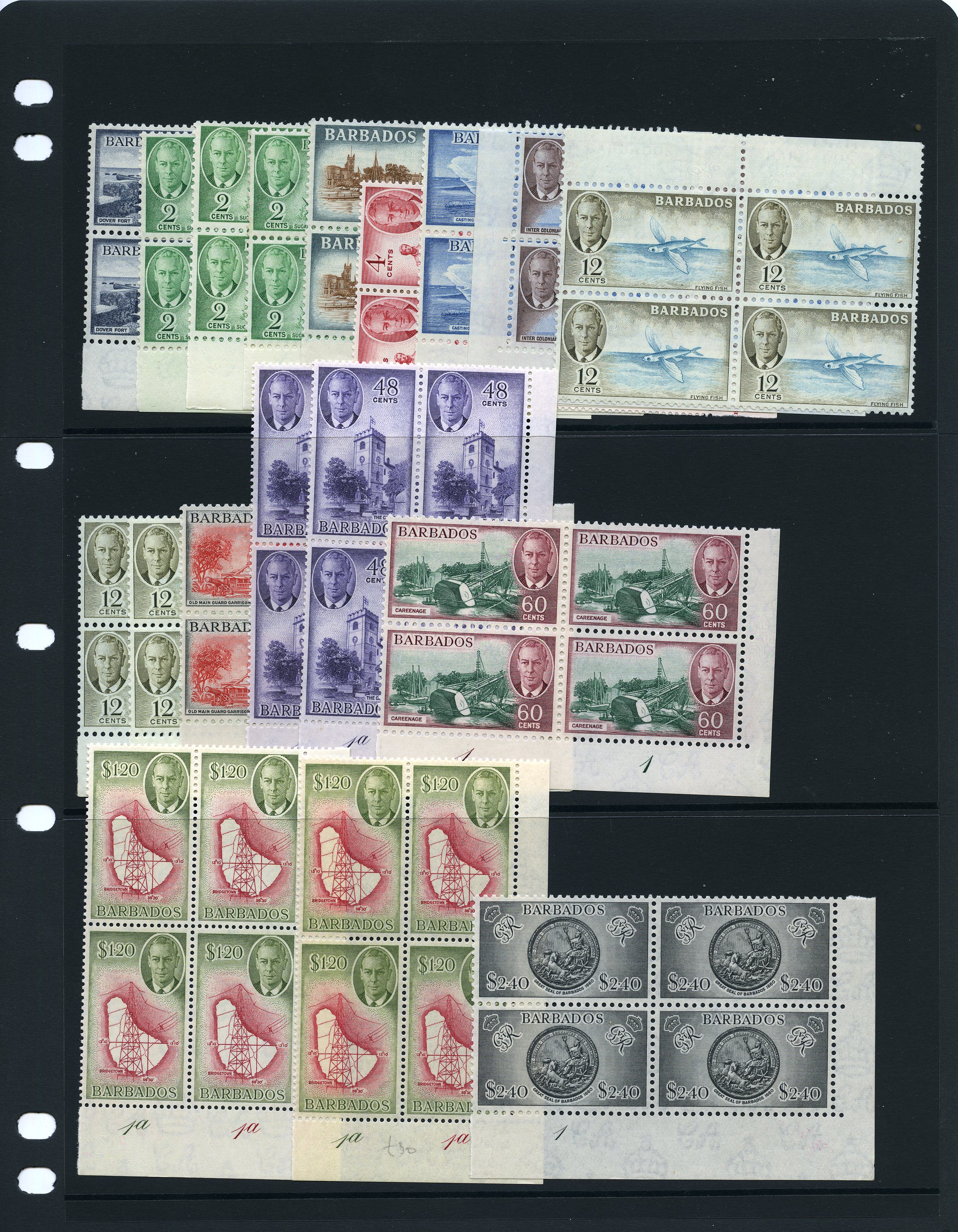 1950 set in blocks of four, nearly all...