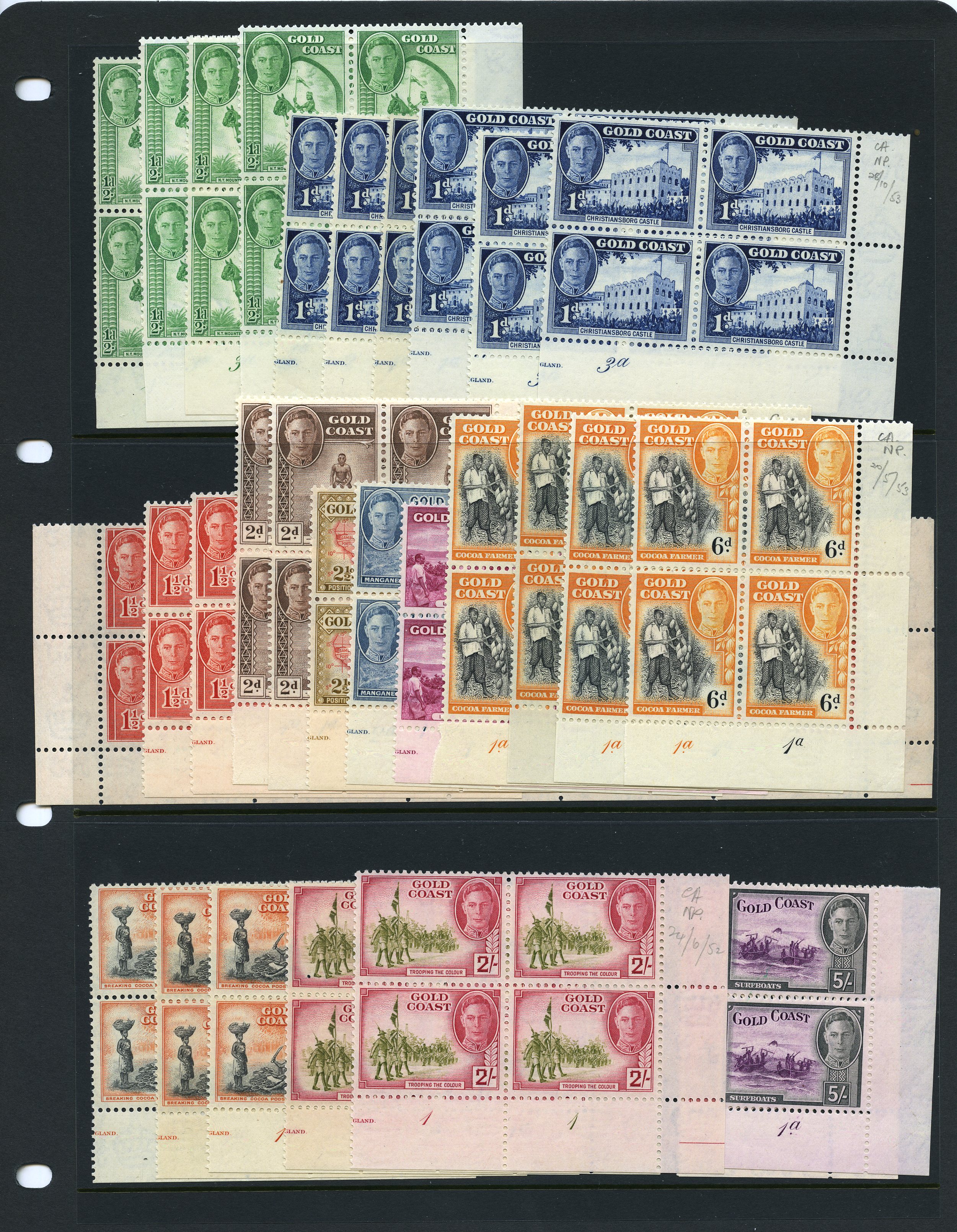 1938-43 set blocks (17 Plate blocks to...