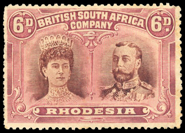 6d (browner) red-brown and (pale) claret perf 15 RSC J, mint