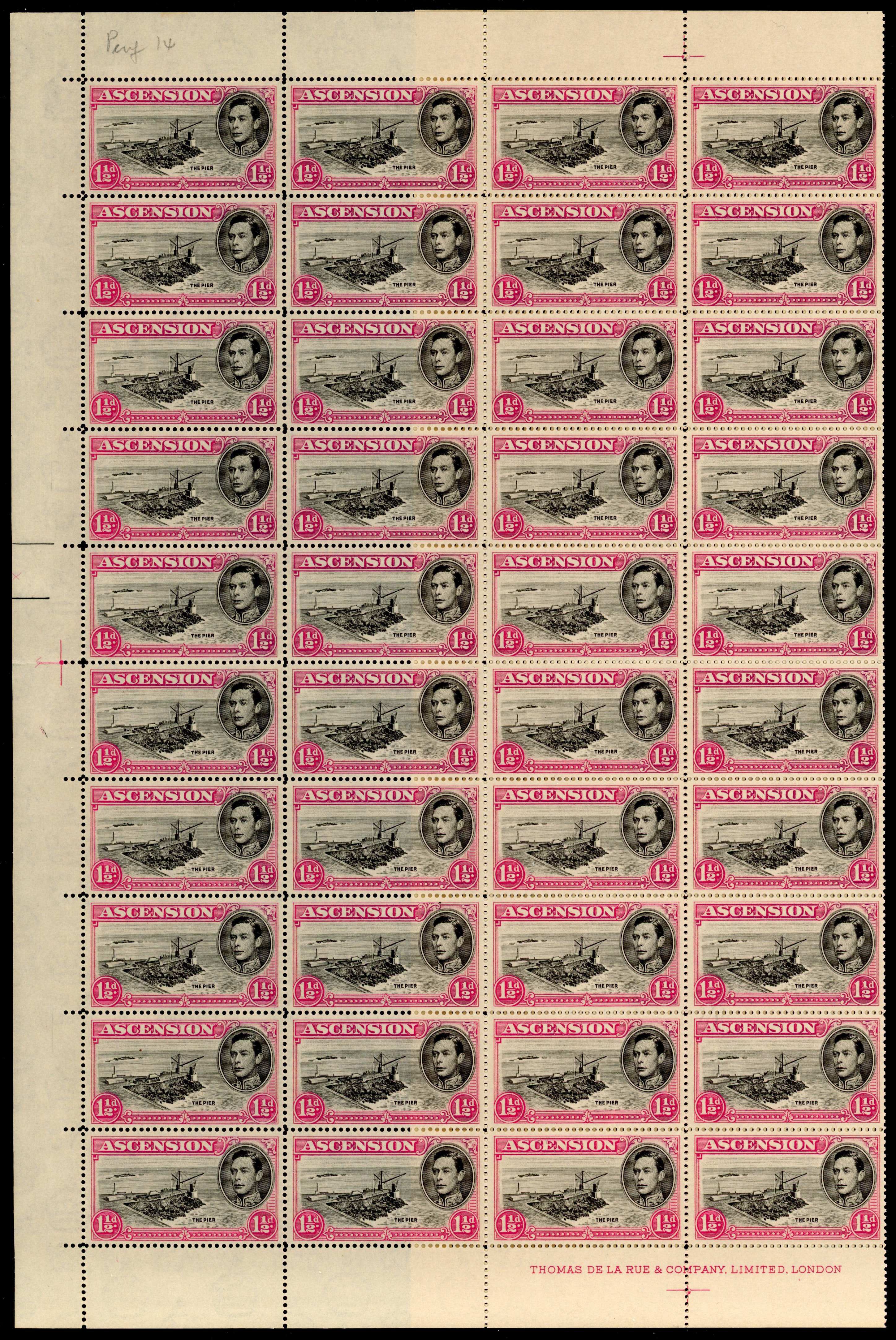 Ascension SG 40e, ea, eb sheet mint