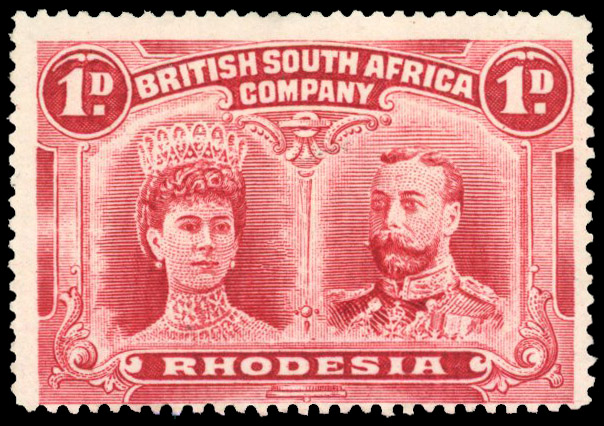 Rhodesia 1910-13 1d carmine-lake perf 15