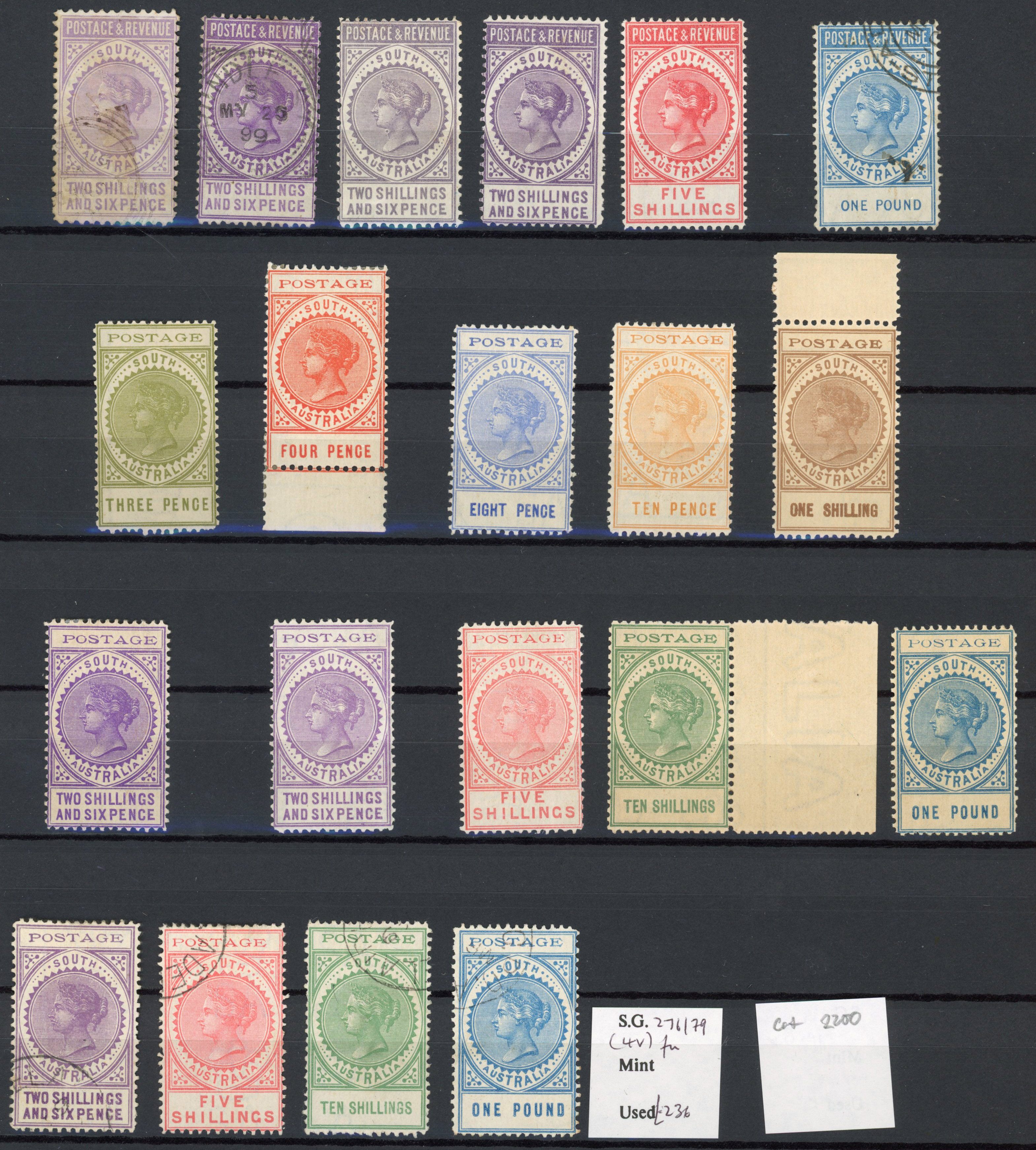 South Australia; 1886-1904 mint and used selection