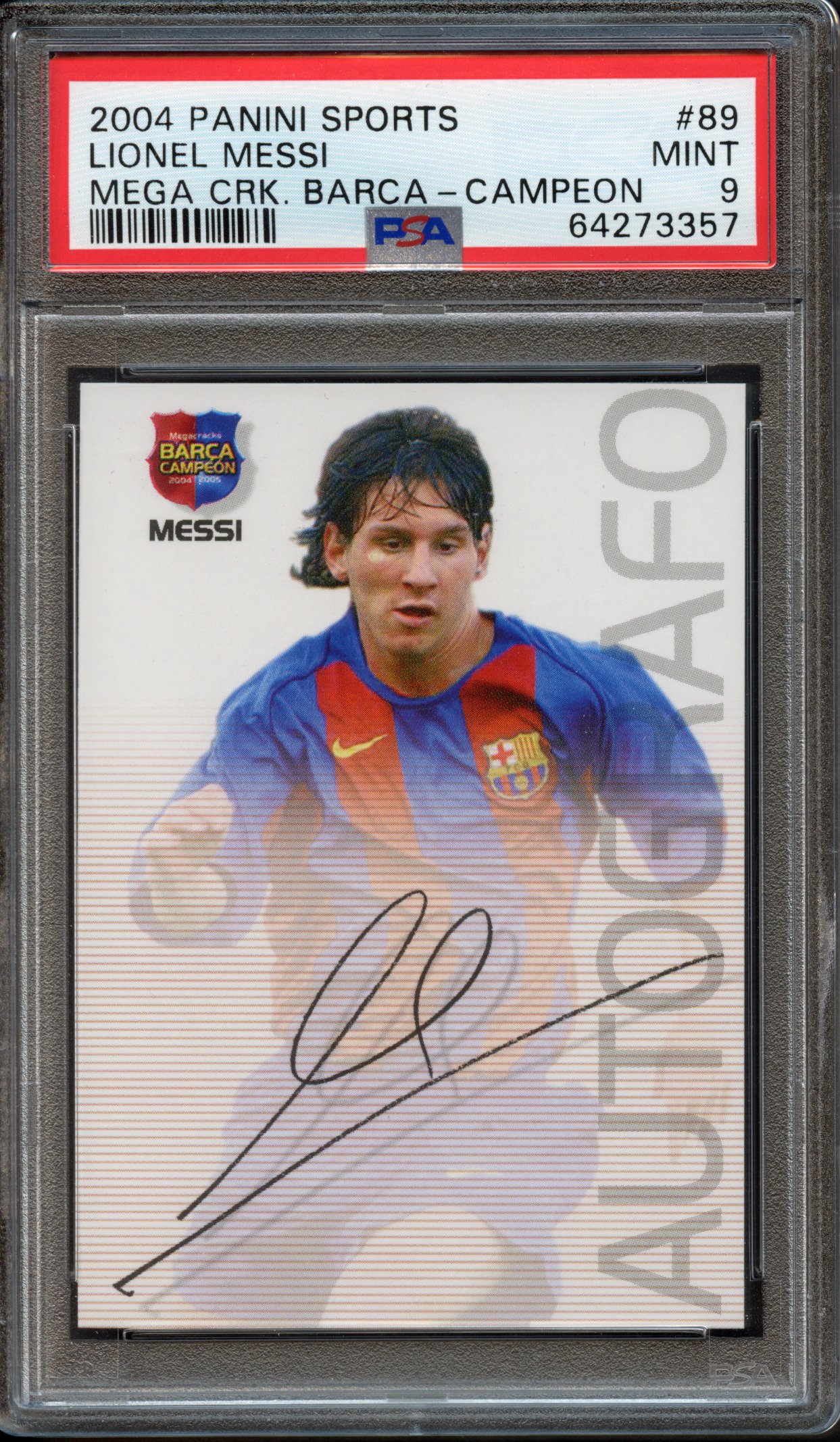 PSA 9 2004 Panini Sports Lionel Messi #89 Mega Cracks Barca Campeon