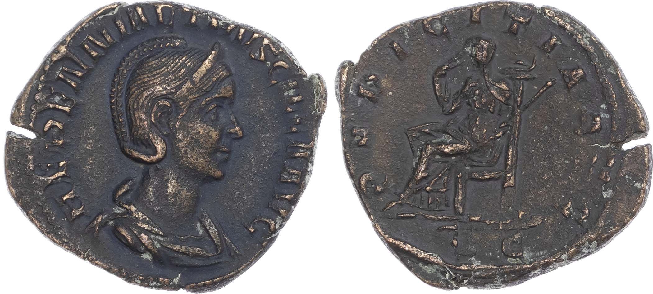 Herennia Etruscilla (Wife of Trajan Decius, AD 249-251) AE Sestertius, Rome, AD 250, 15.50g.
