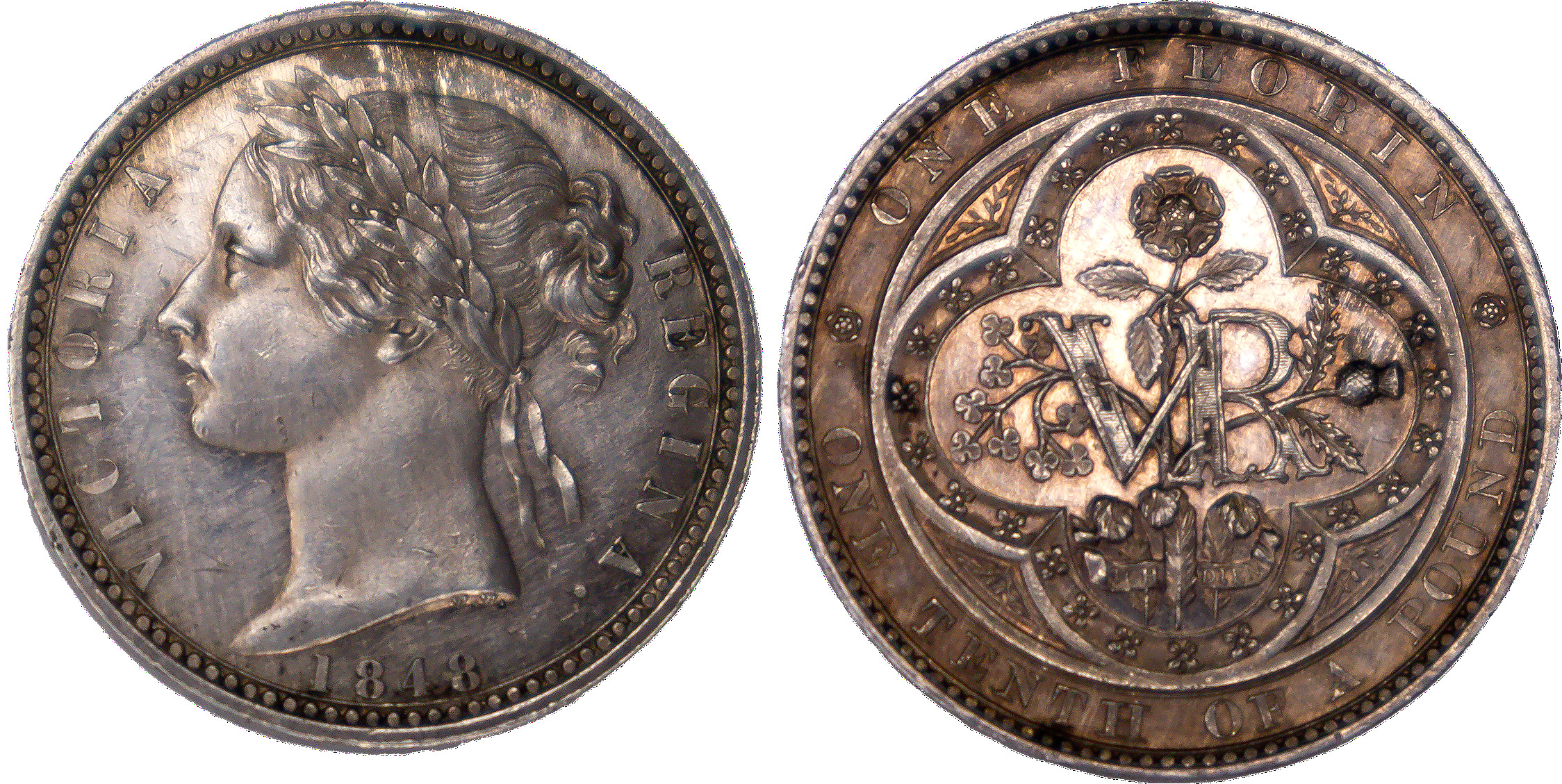 1848 Victoria Pattern Florin, NGC - PF58
