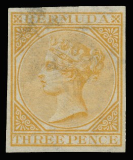 1865 3d orange, wmk CC, imperforate plate proof...