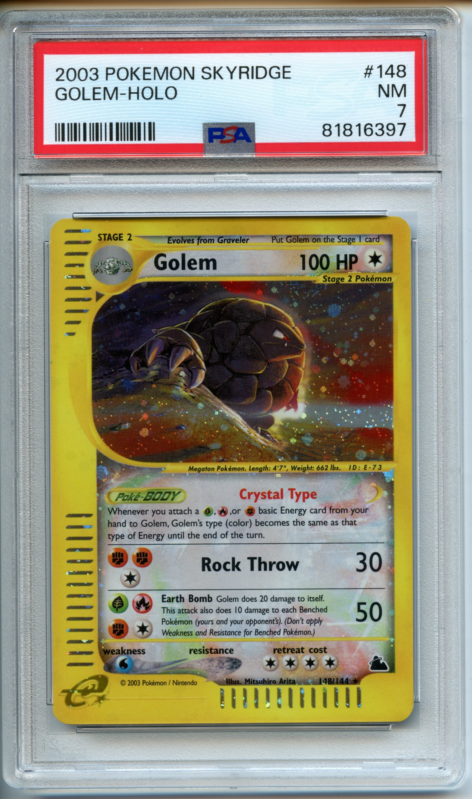 Pokemon TCG  - Golem   - Skyridge  - PSA 7