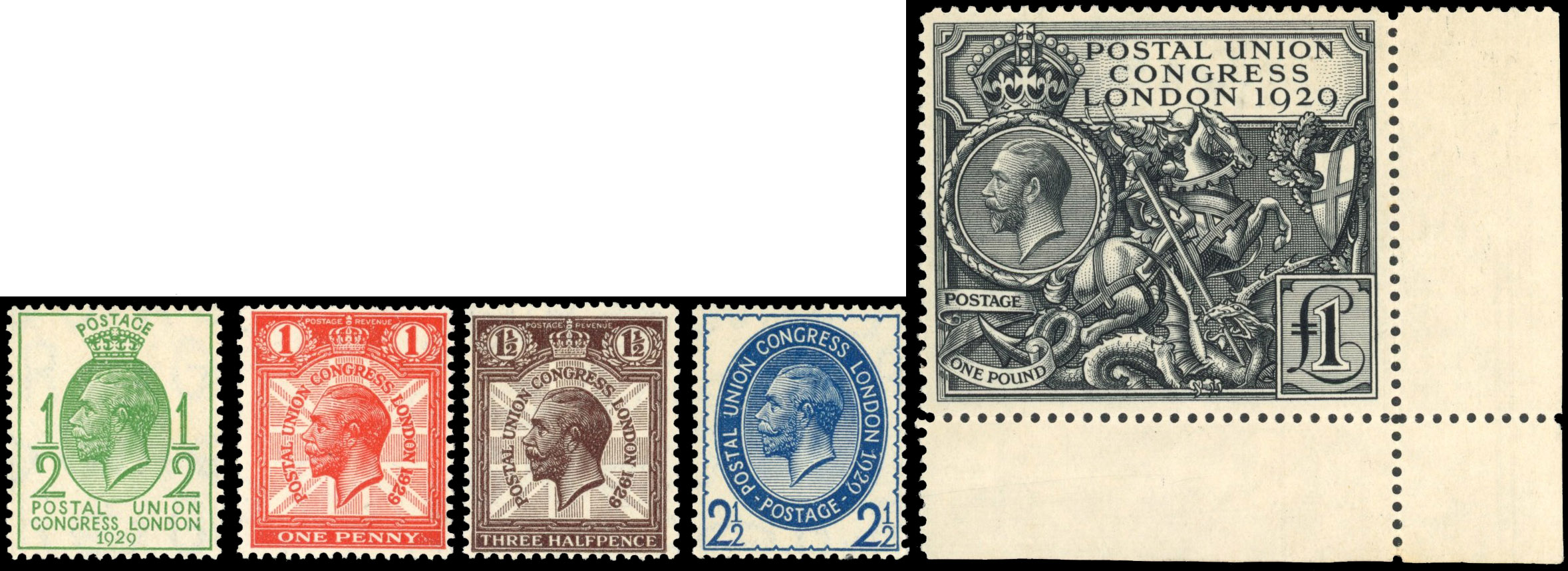 GB: 1929 PUC ½d to £1, mint unmounted og