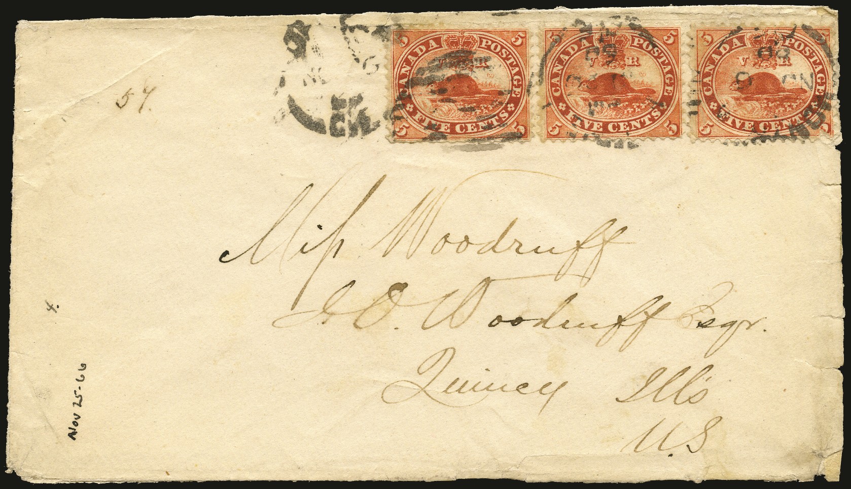 1866 (NO 26) registered cover from Montreal to...