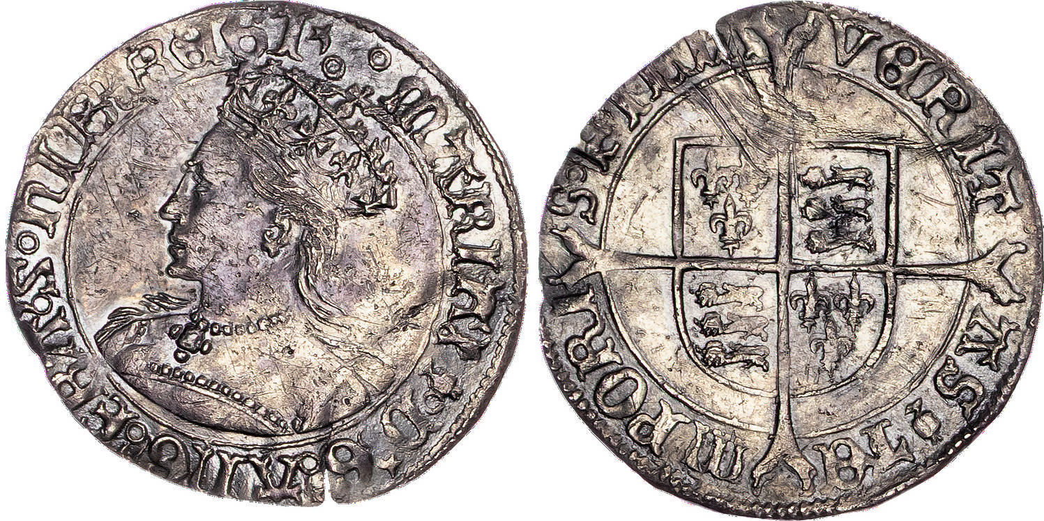 Mary (1553-1554), AR Groat, Tower mint, mm: Pomegranate – 1553-54.