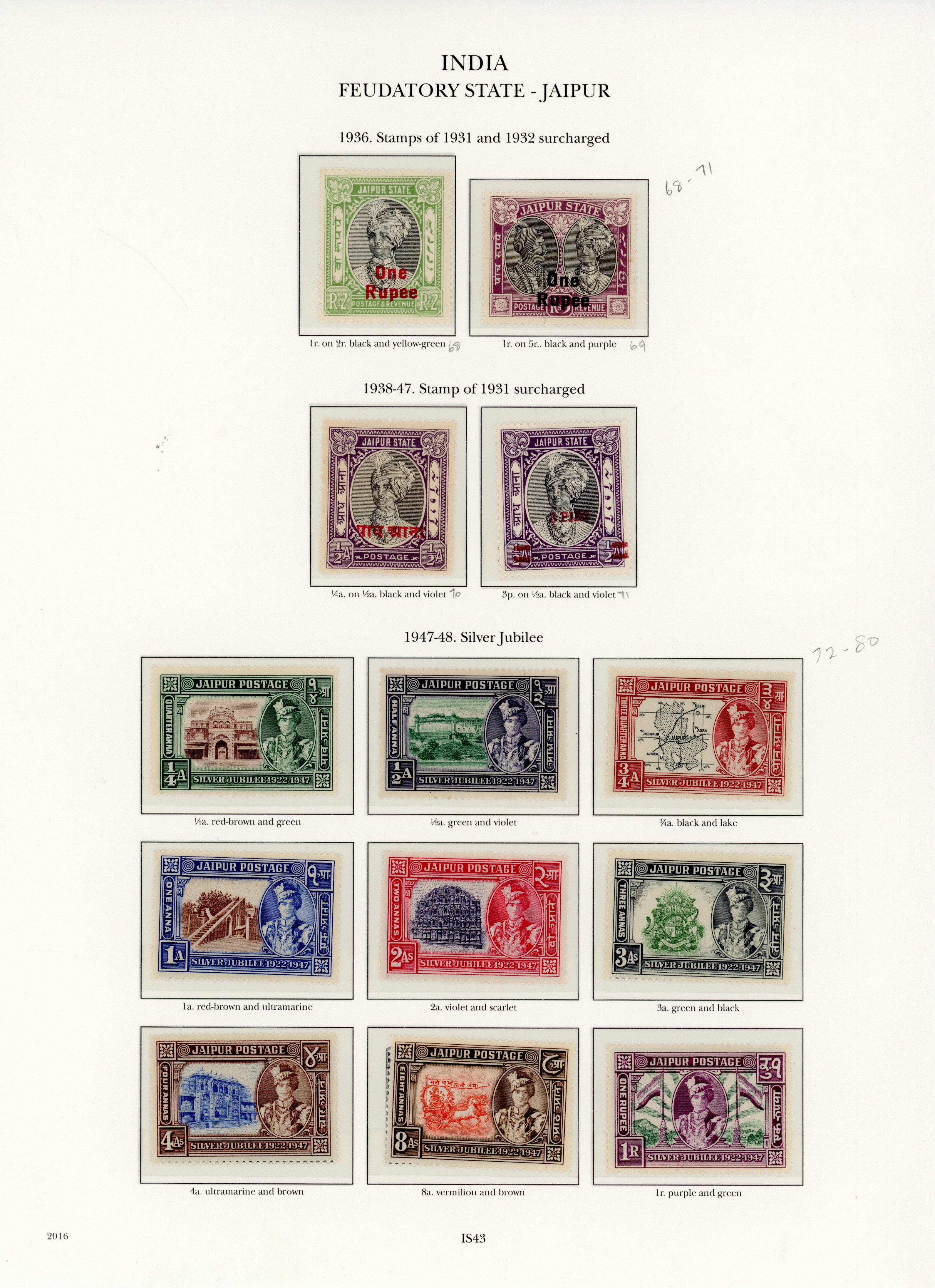 IFS Jaipur 1936-48 collection mint