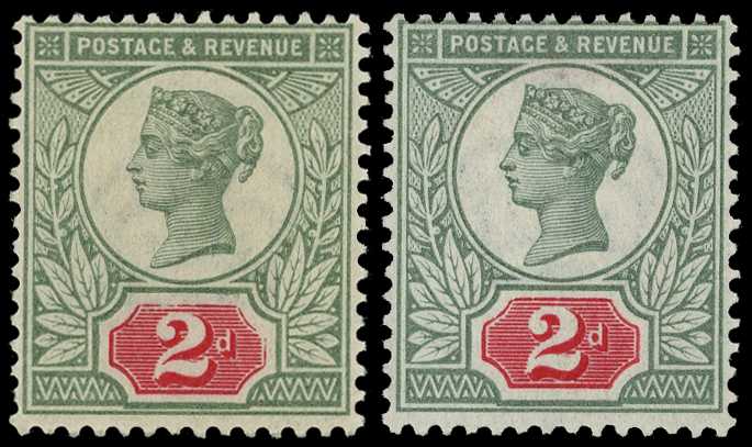 1887 2d grey-green and carmine unmounted...