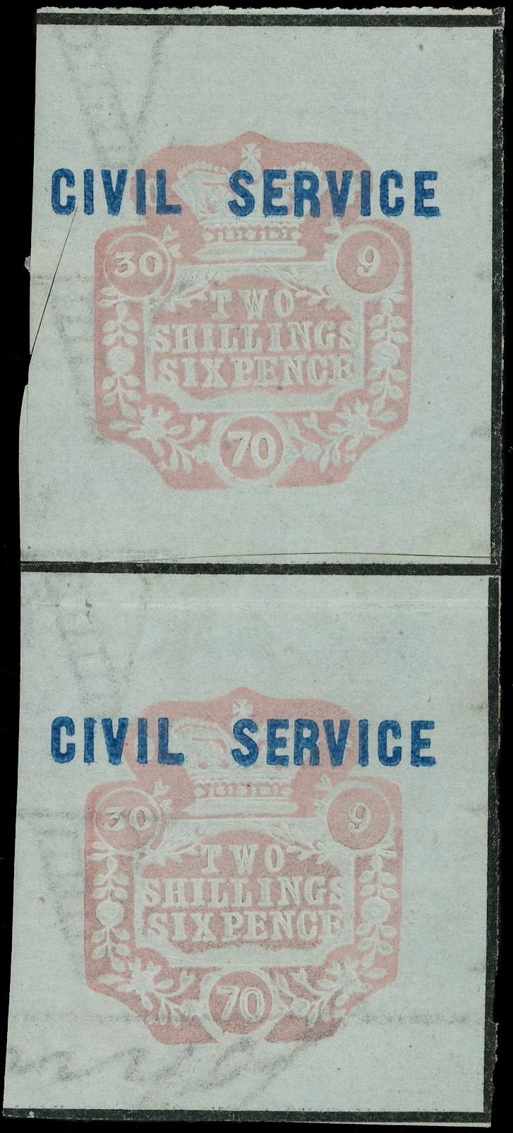 GB Civil Service Embossed Revenue 2s6d mint pair. 