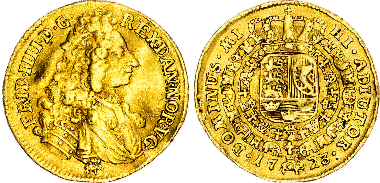 Denmark, Frederik IV (1699-1730), gold Ducat, 1723