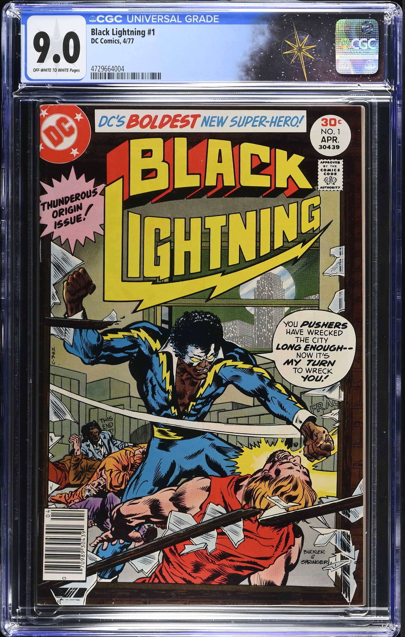 Black Lightning #1 CGC 9.0 Origin & 1st Appearance of Black Lightning (DC Comics, 1977) Off-White to White Pages