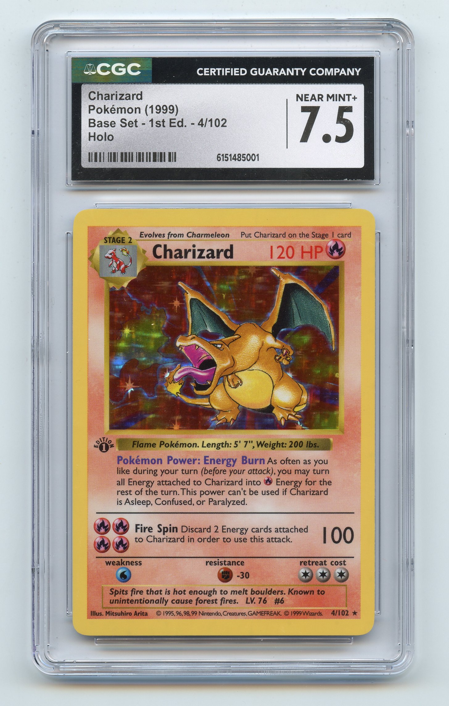 CGC 7.5 Charizard #4 Shadowless 1st Edition - Base Set