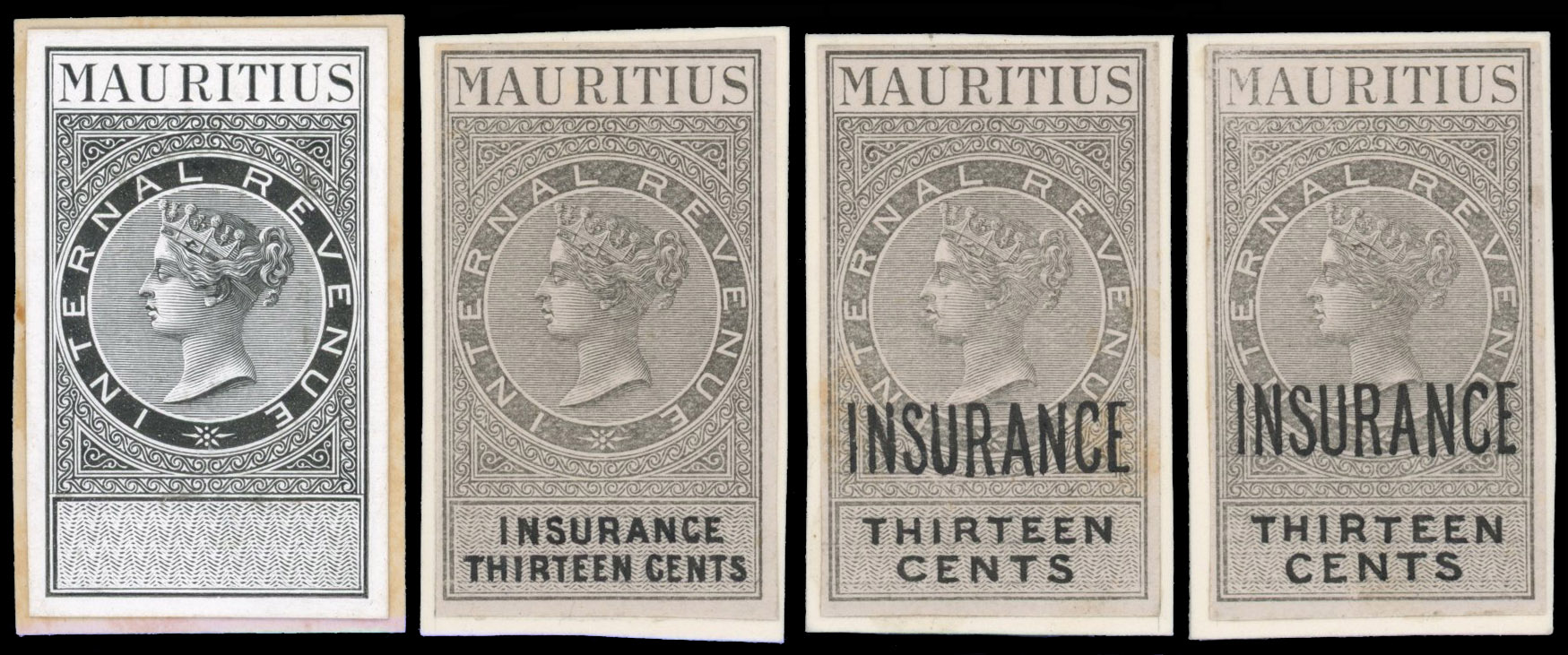 Mauritius Internal Revenue and Insurance 1879 proofs