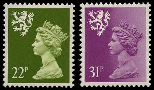 Scotland: 1971-93 22p yellow-green and 31p...