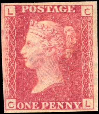 GB: 1861 1d rose-red, plate 72 (CL), unused imprimatur with close to good margins