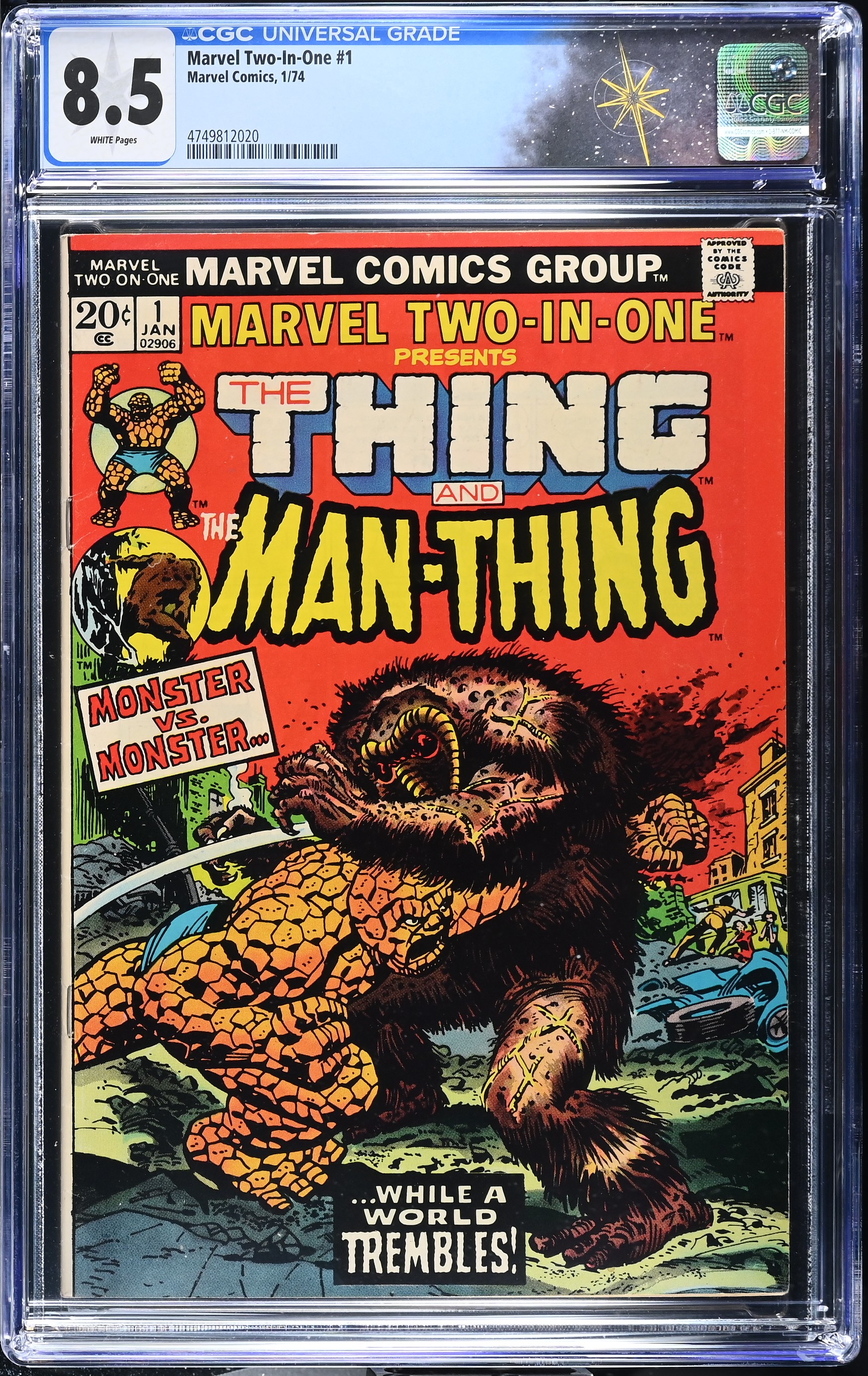 Marvel Two-In-One #1 CGC 8.5 The Thing & Man-Thing "Death" of the Molecule Man (Marvel Comics, 1974) White Pages