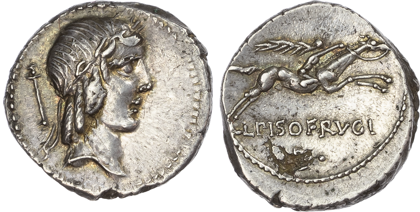 L. Calpurnius Piso Frugi (90 BC) AR Denarius, Rome, 3.85g. 