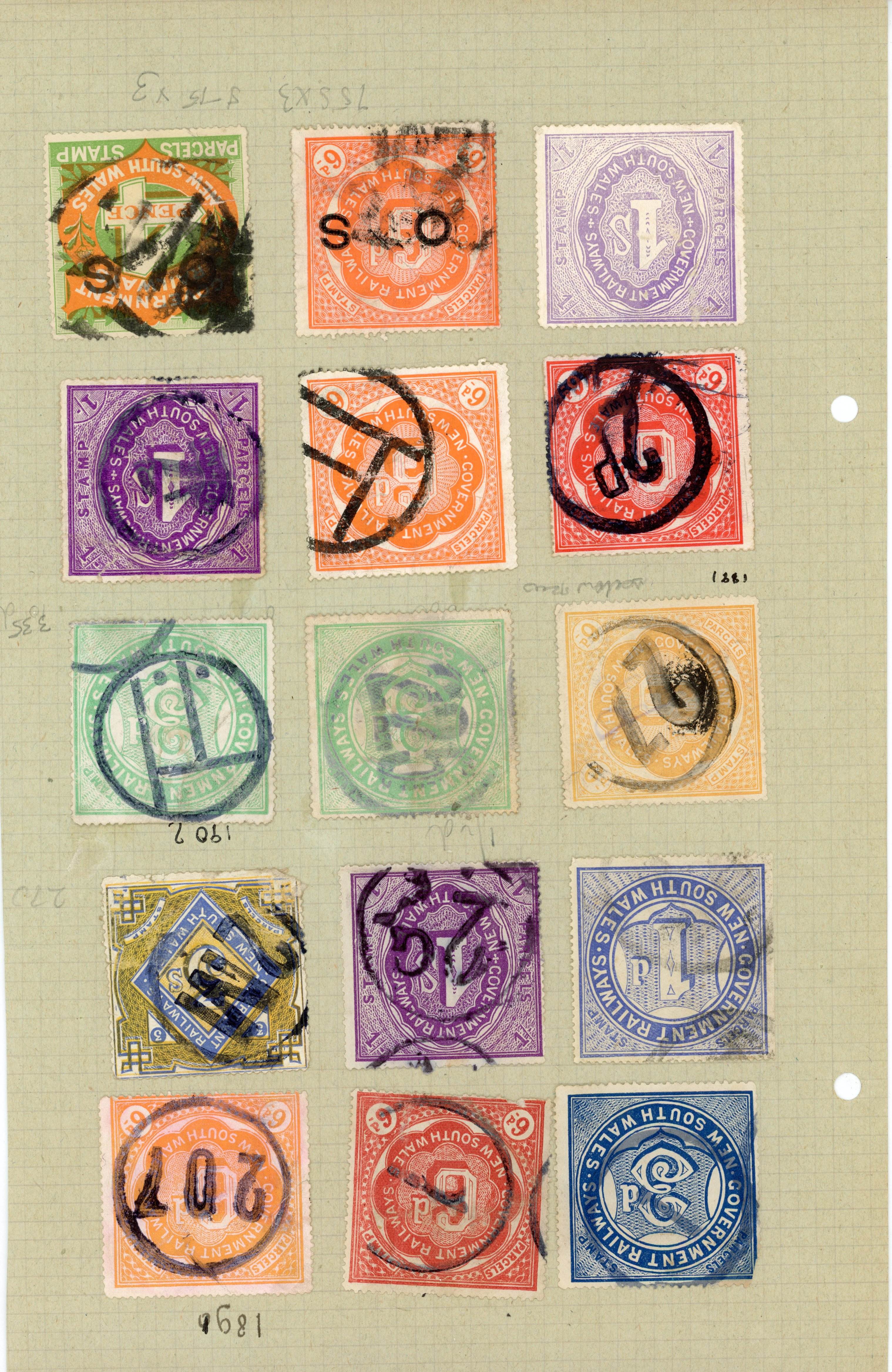 New South Wales: railway parcels stamps selection