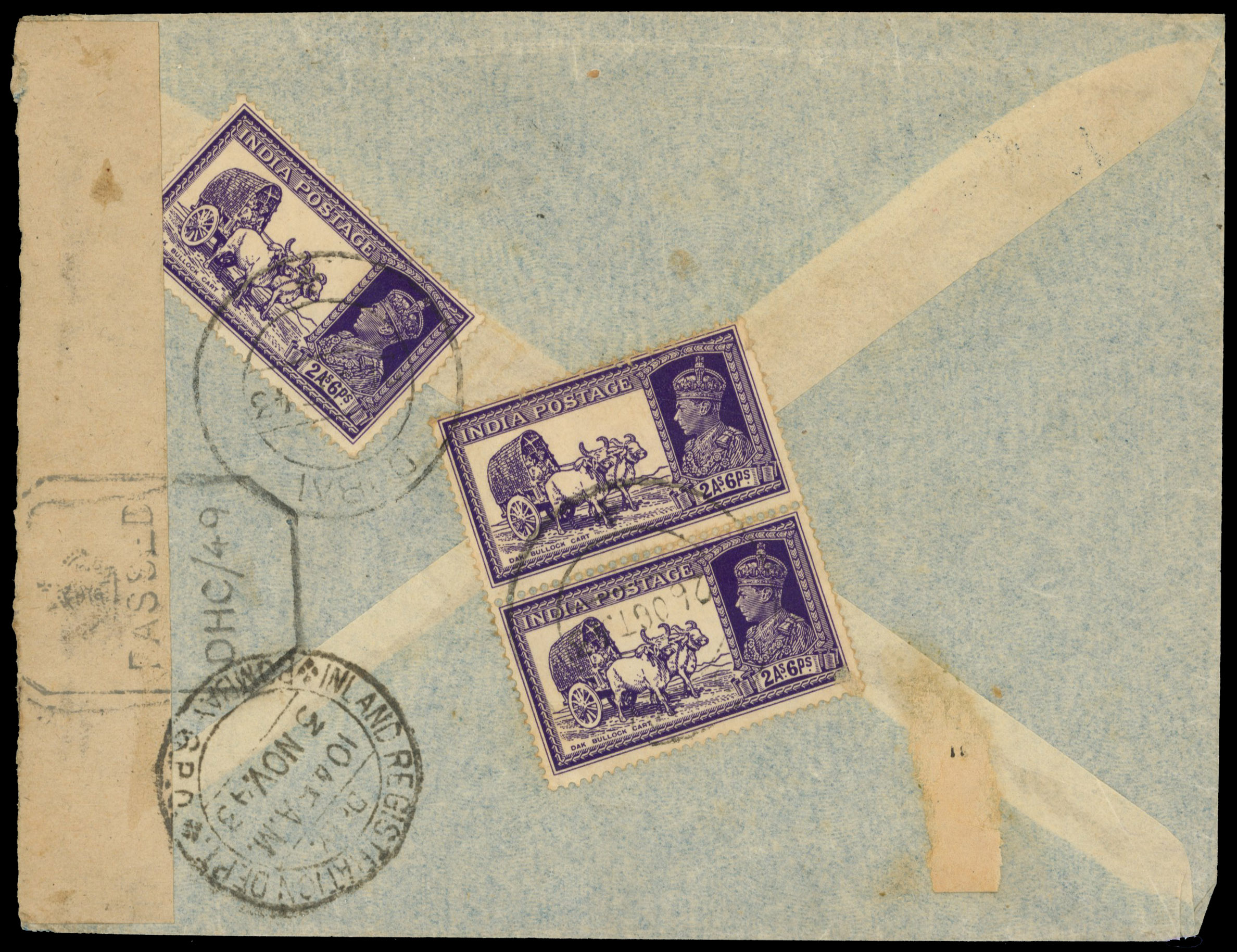 BPAEA 1943 India used at Dubai cover