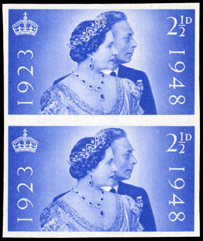 1948 2½d Silver Wedding imprimatur pair