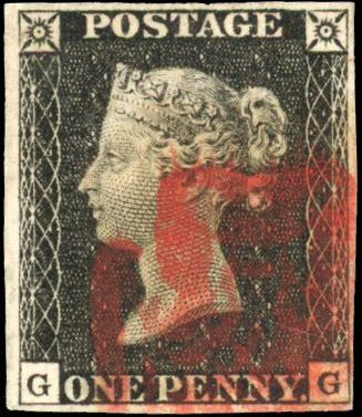 GB 1840 1d black Plate 3 (GG) red Maltese Cross SG2