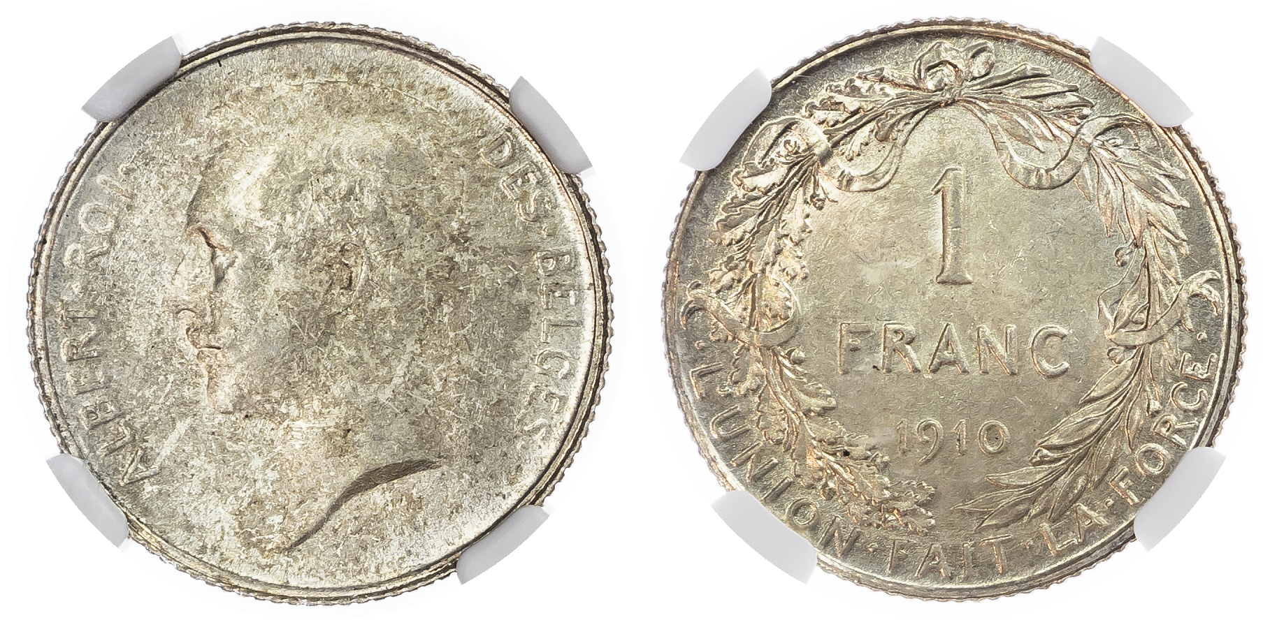 Belgium, Kingdom. Albert I AR Franc. 1910.