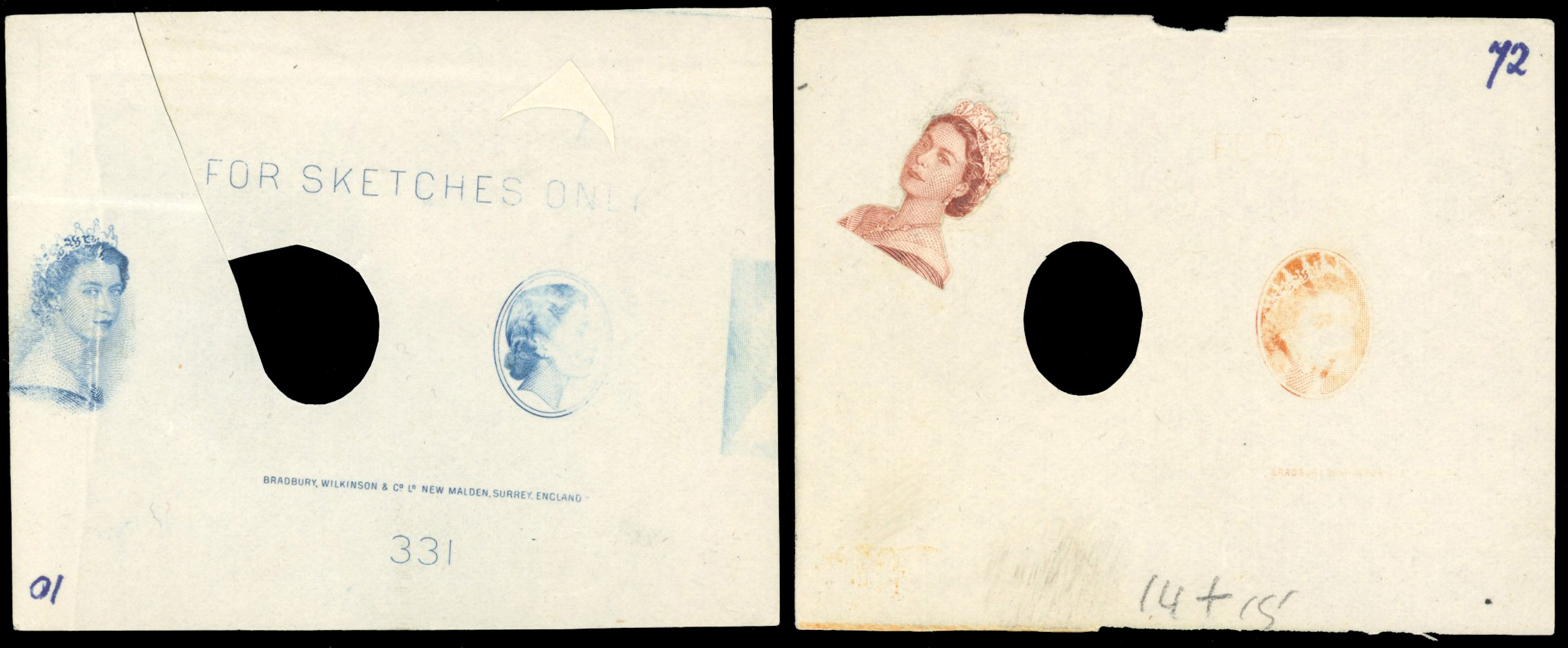 British Commonwealth Bradbury, Wilkinson Head Die Proofs