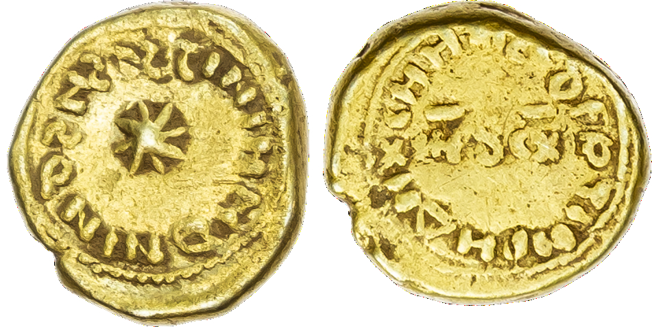 Arab‑Byzantine, gold transitional Solidus, Spania (Spain) mint, year 11 ‑ AH 94 / 712/3 AD, 3.20g.