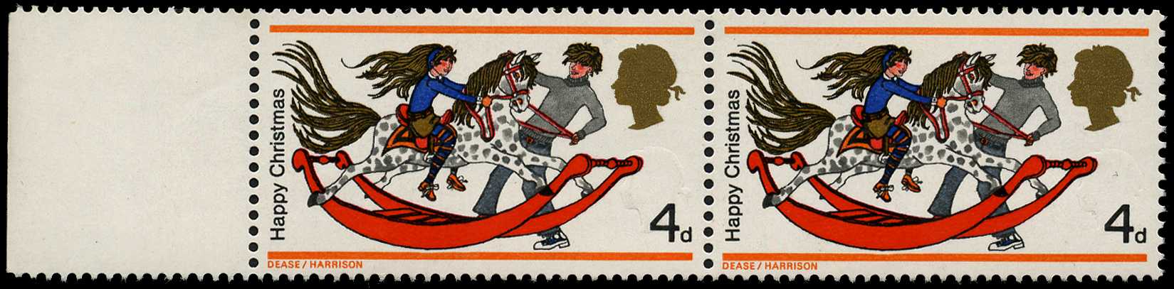 1968 4d Christmas Boy and Girl with Rocking...