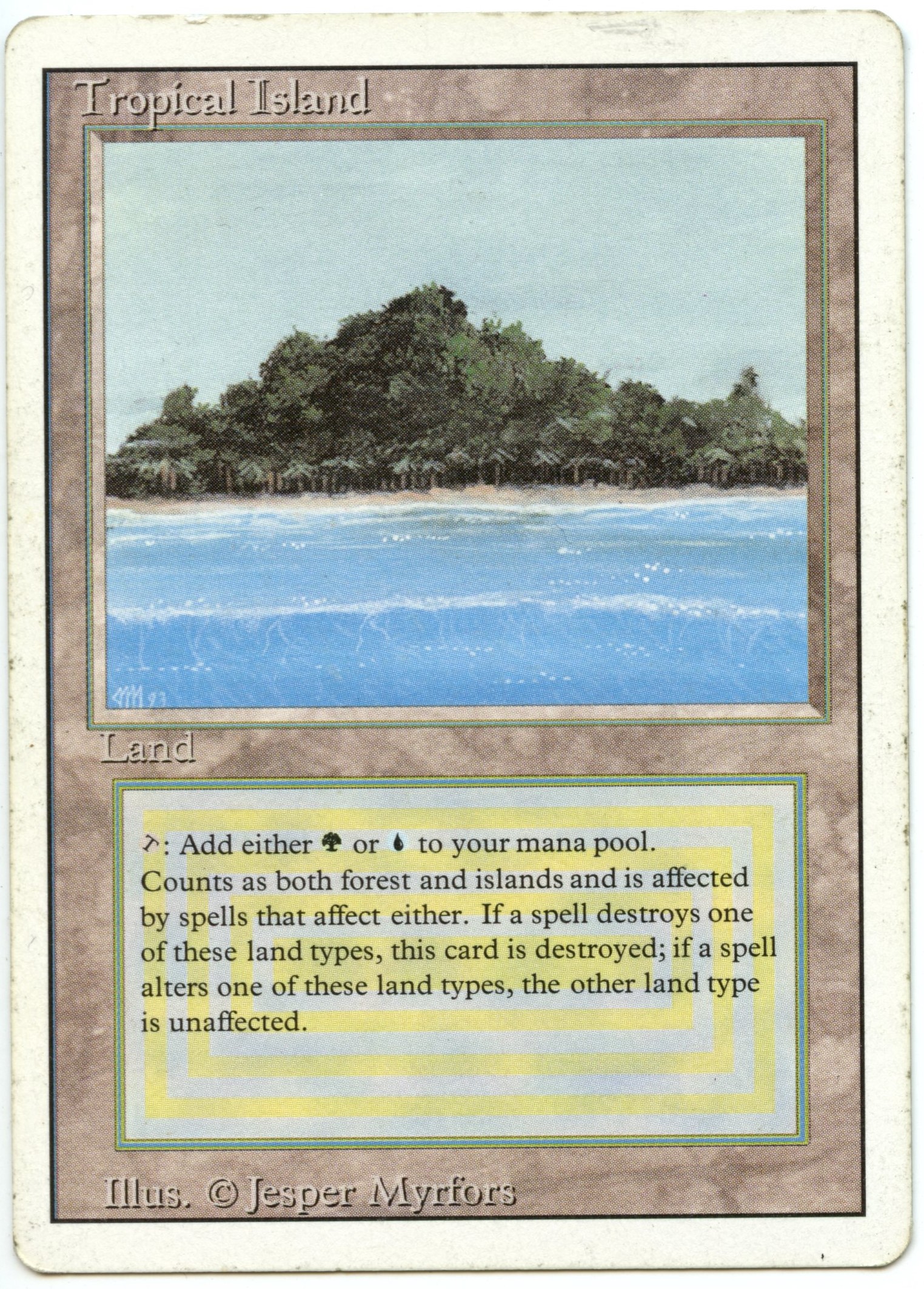 Magic The Gathering  - Tropical Island  - Revised - Moderatly Played 