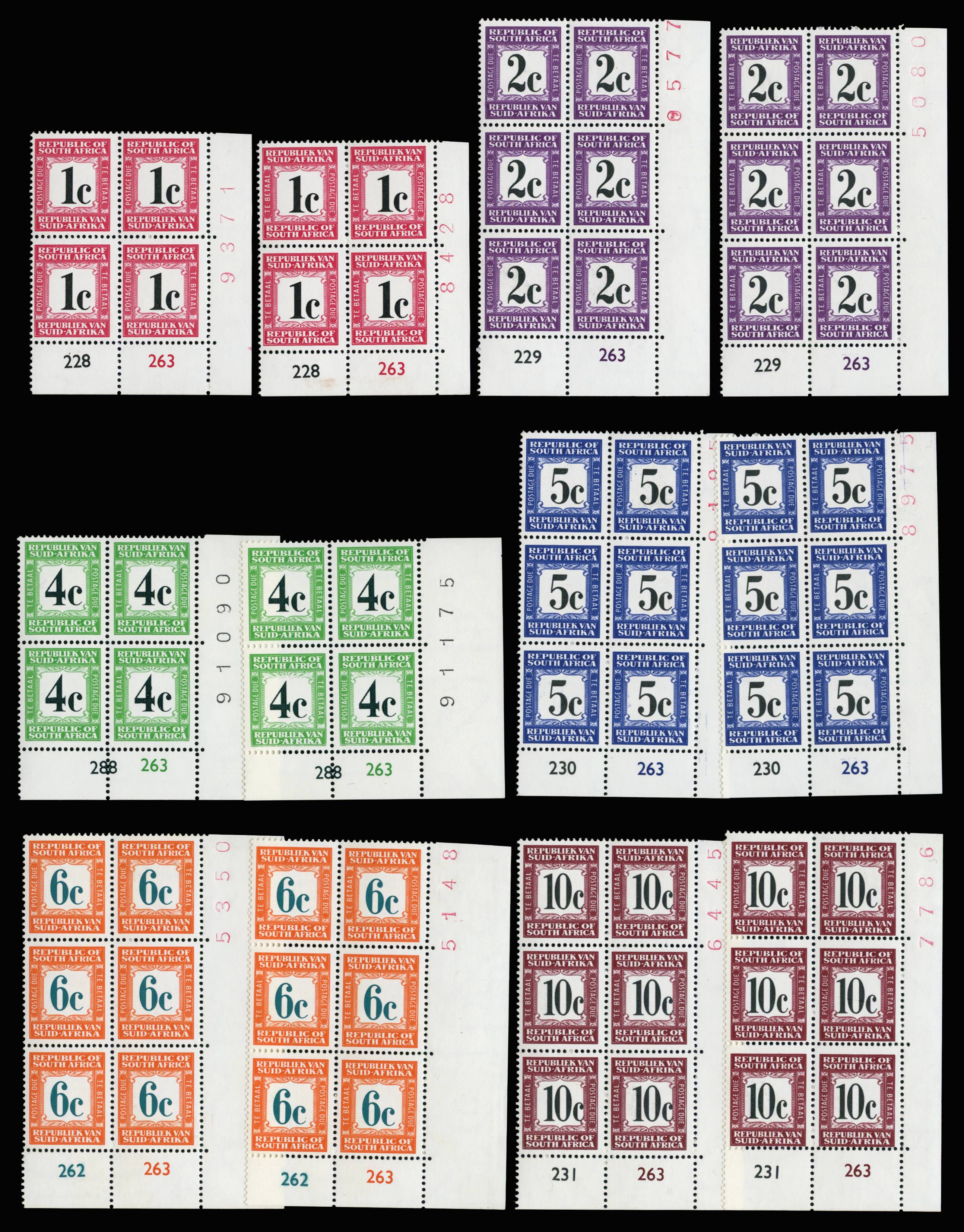 SOUTH AFRICA SG D59/70a 1967-71 SET OF 12 CYLINDER BLOCKS UM