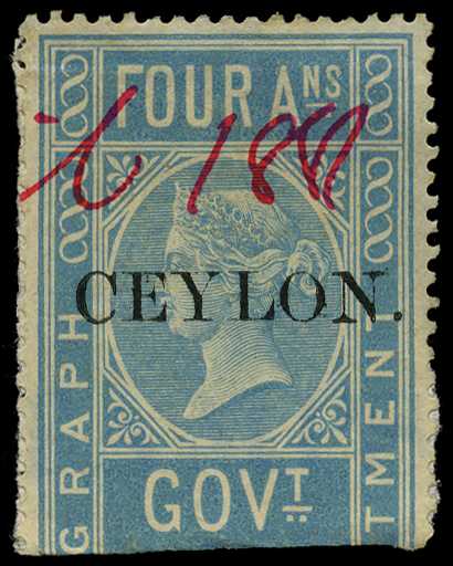 1880 4a blue with part manuscript...