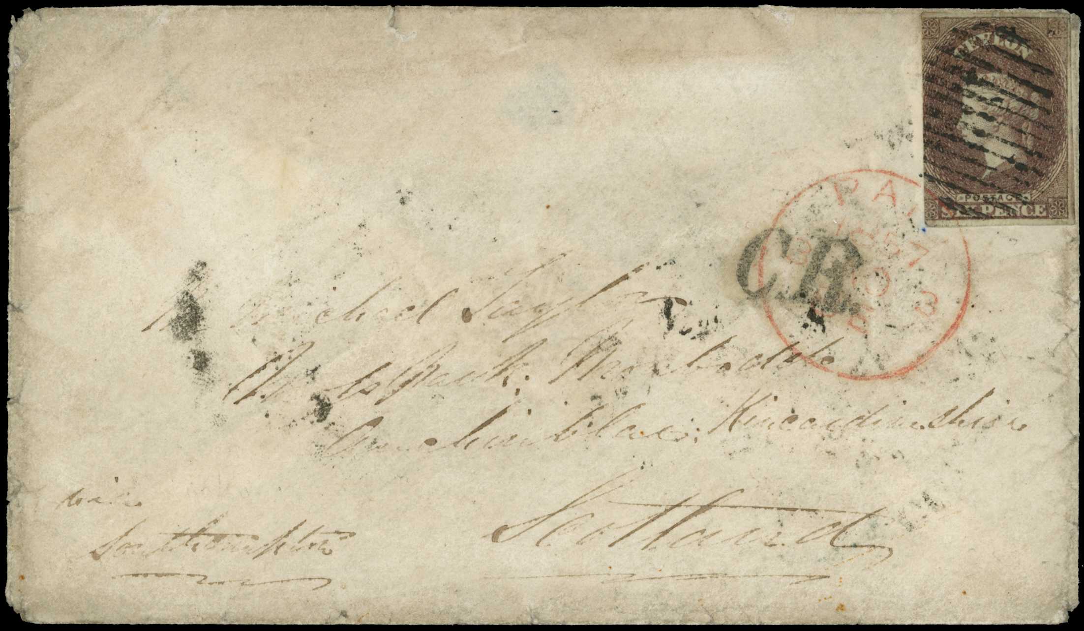 POSTAL HISTORY: 1857 entire to Scotland...