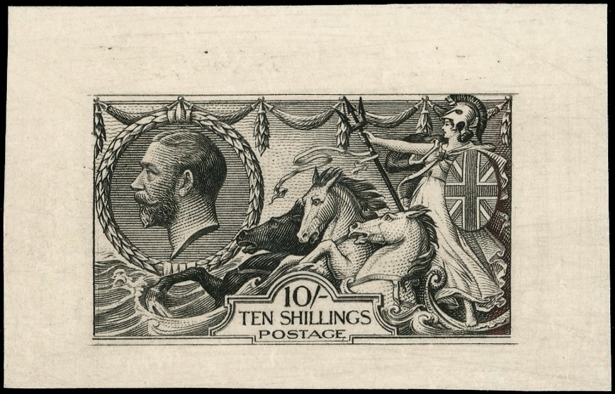 1929 10/- Experimental Plate proof single taken from sheet of nine