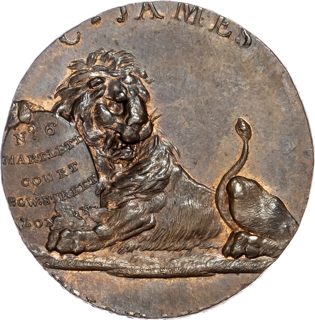 London – Bow Street, Charles James (die engraver for tokens) advertising Halfpenny 1796