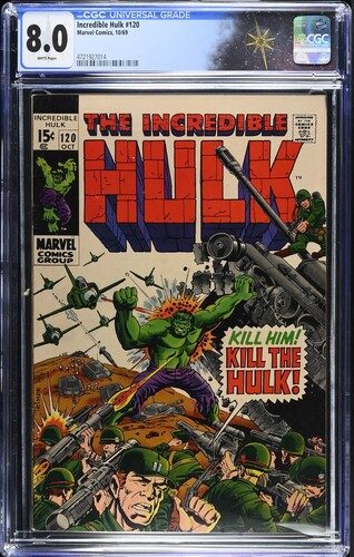Incredible Hulk #120 CGC 8.0 Roy Thomas and Stan Lee story, Herb Trimpe cover and art (Marvel Comics, 1969) White pages