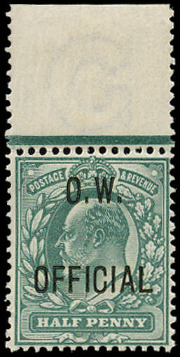 SGO36 1902 ½d Blue-green (O.W. Official) U/M