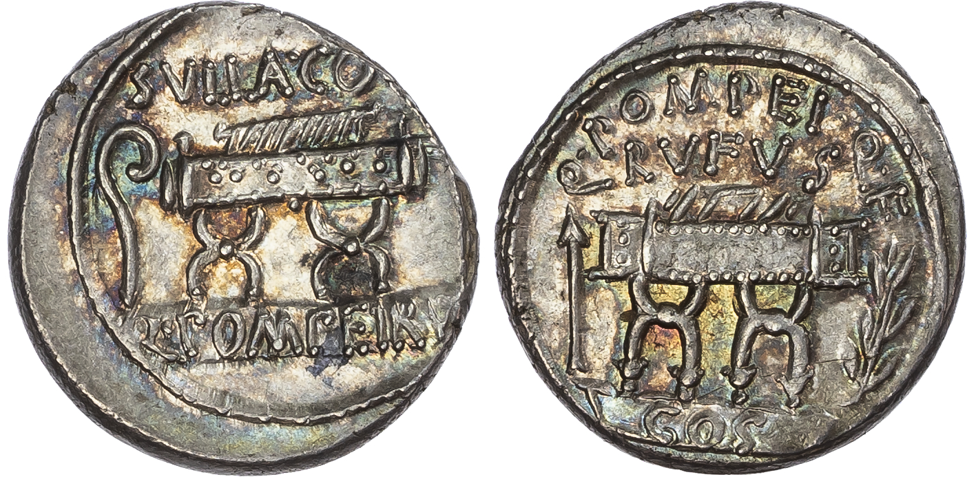 Q. Pompeius Rufus (54 BC) AR Denarius, Rome.