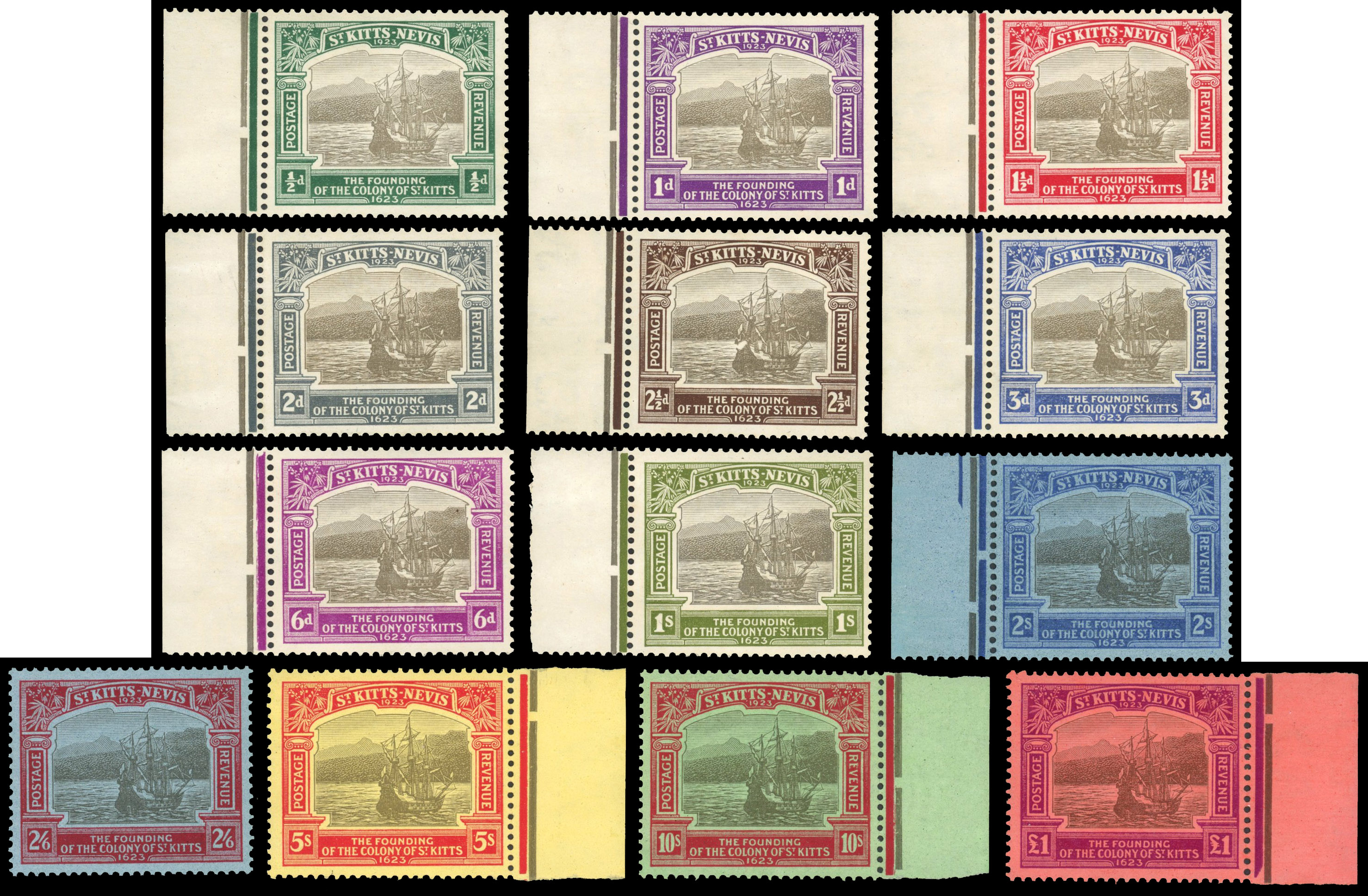 St Kitts-Nevis SG 48-60 Tercentenary set mint