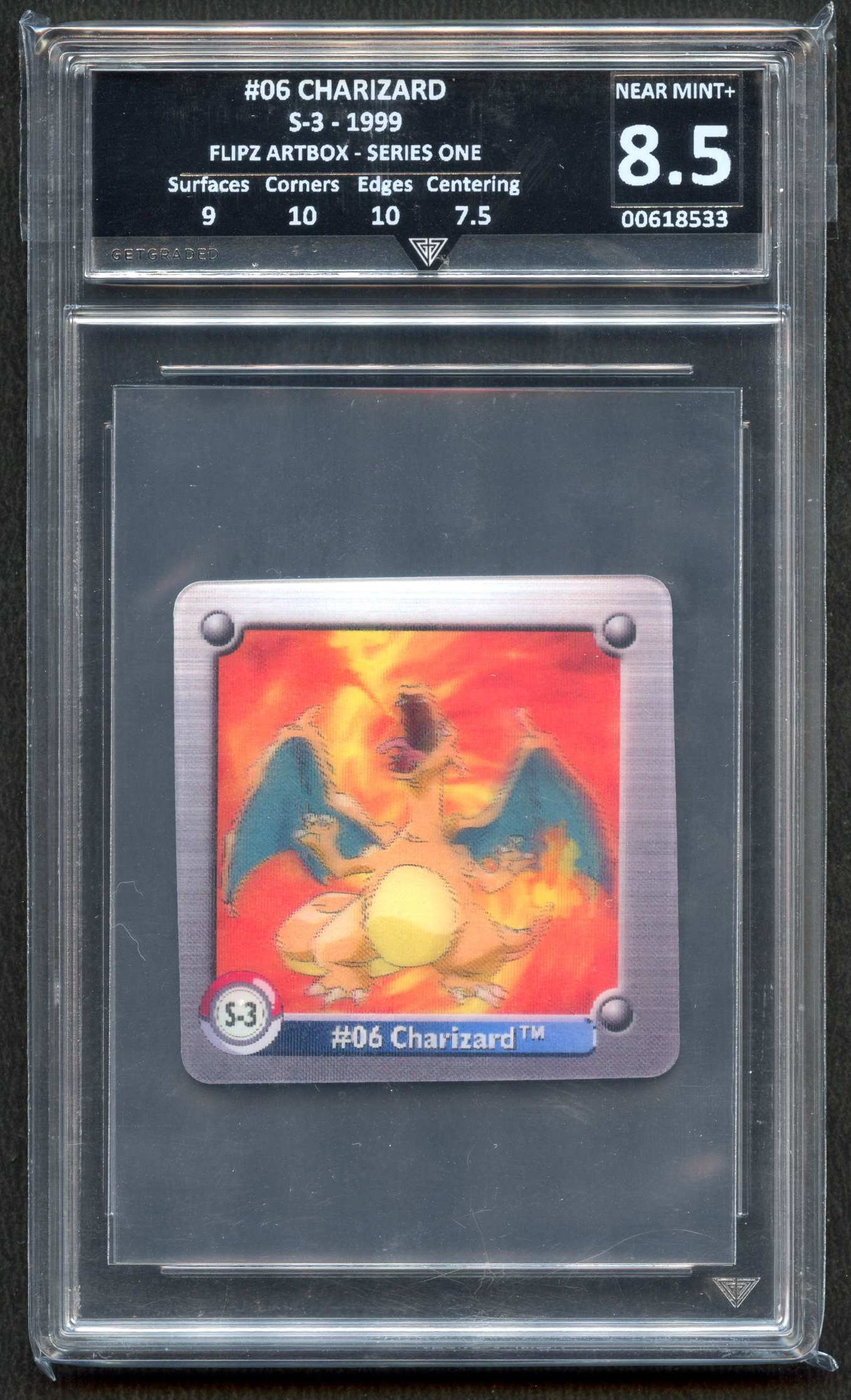 Get Graded 8.5 Charizard #6 Flipz Artbox Series 1 