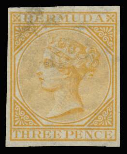 BERMUDA SG5 1865-1903 3d ORANGE WMK CC PLATE PROOF