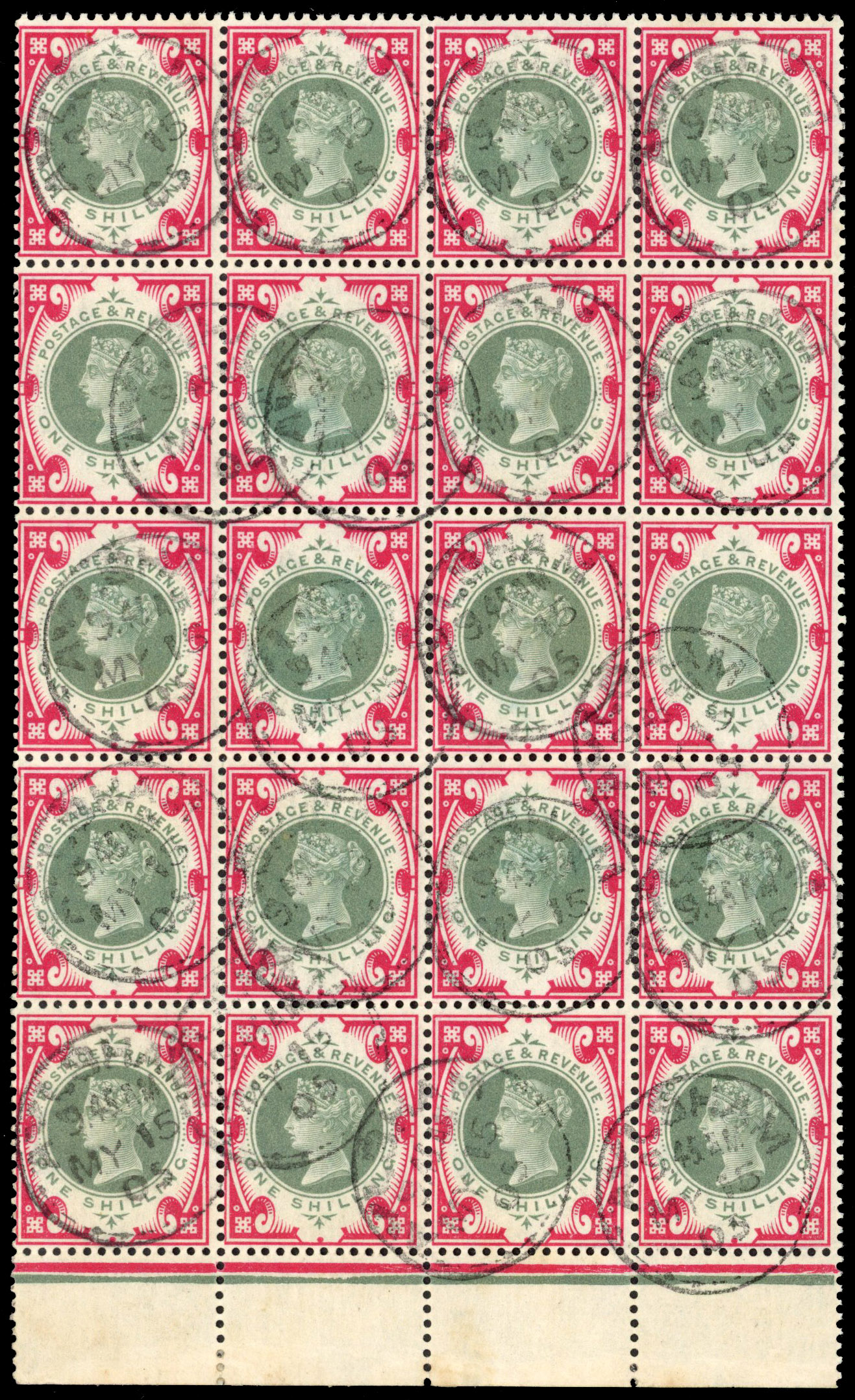 SG 214 in used block of twenty 