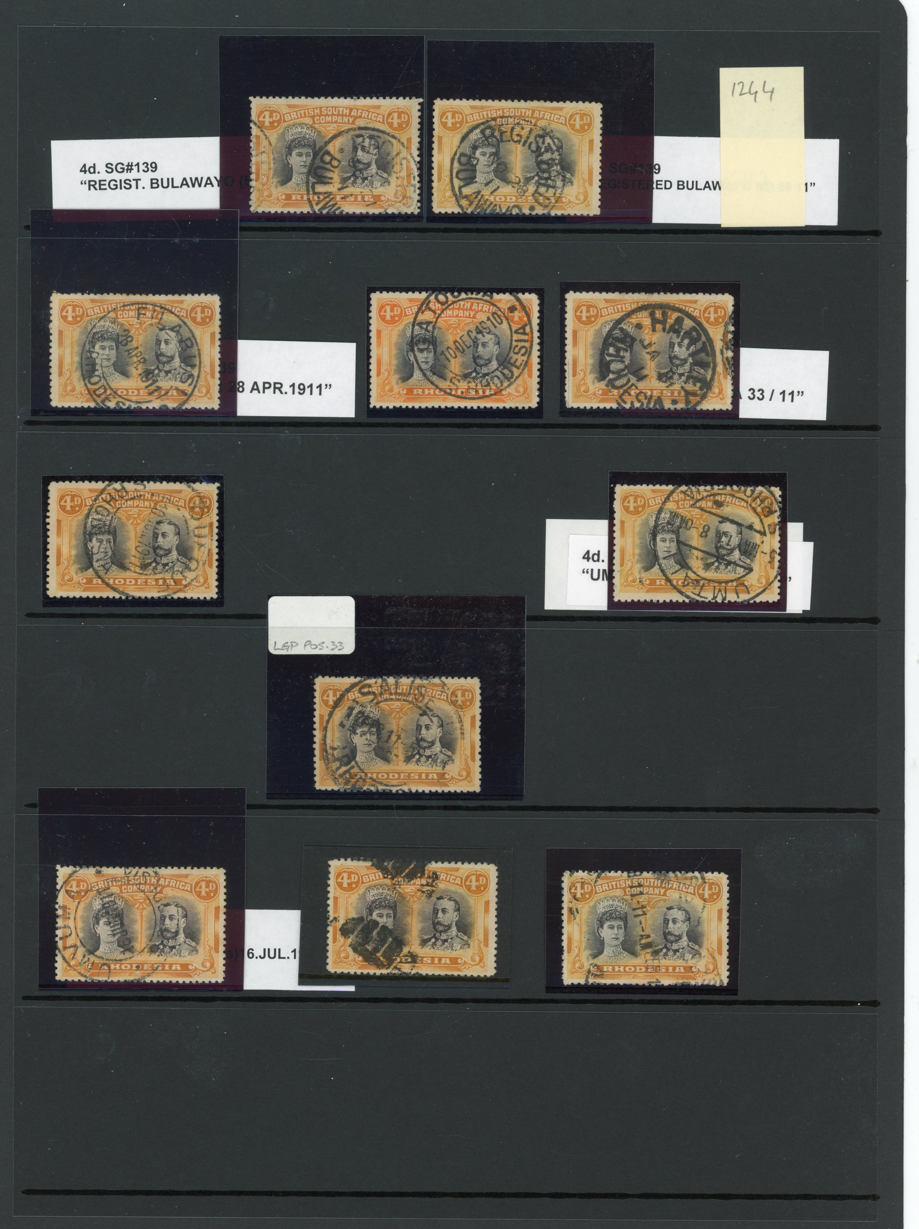 Double Head 4d SG 139 postmarks