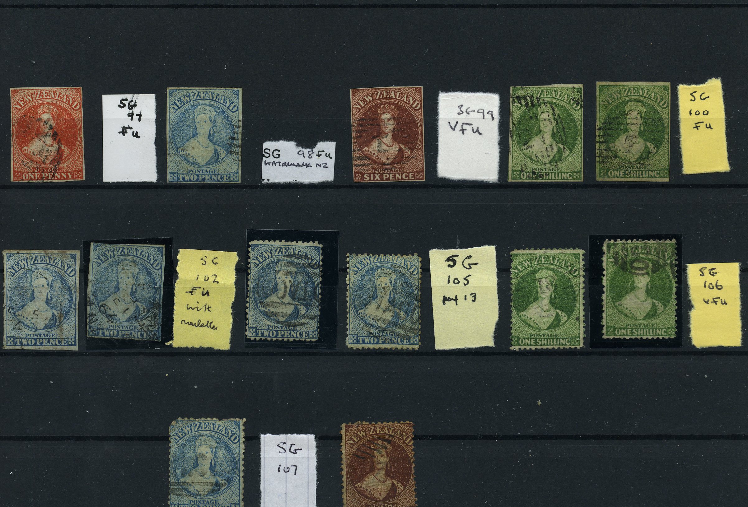 1862-4 John Davis watermark NZ used group...